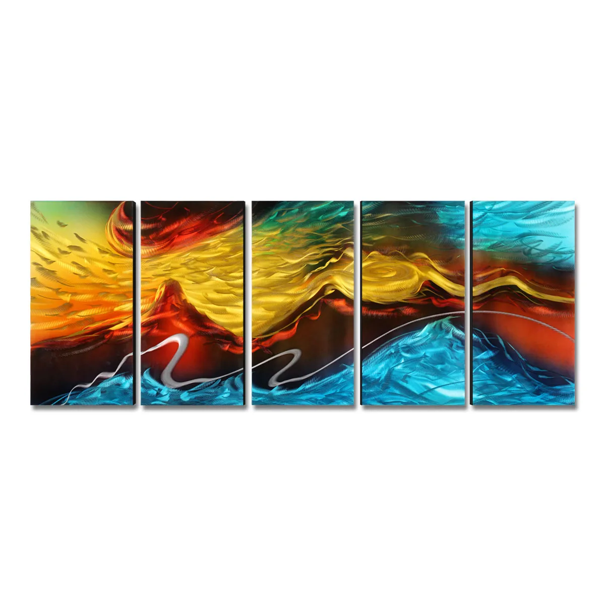 

Fire and Ice Modern Painting Abstract Wall Art Home Decoration 5 Panels Multicolor Home Decor Home Decoration Accessories