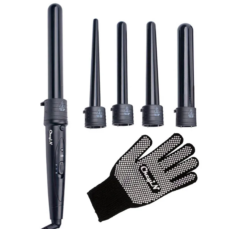 

Professional Hair Curler 5 in 1 Curling Wand Iron Interchangeable Heads Hair Curly Wave Roller Styler Curlers 9mm 19mm 25mm 32mm