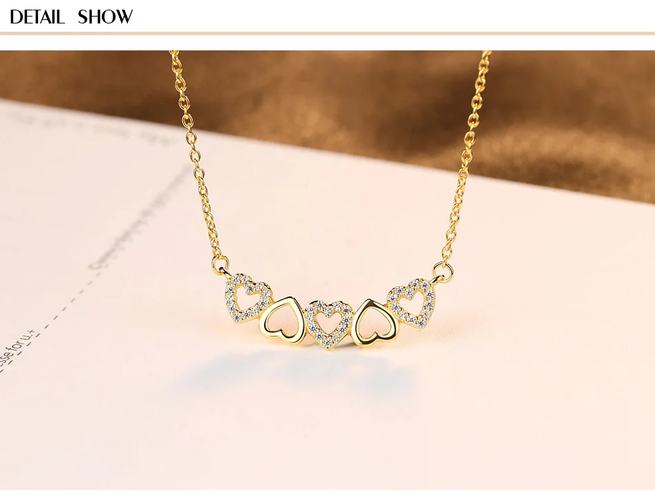 

S925 silver necklace peach heart micro-set 3A zircon chain set accessories MG03