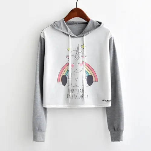 New Fashion Women Clothing Jumper Unicorn Printed Crop
