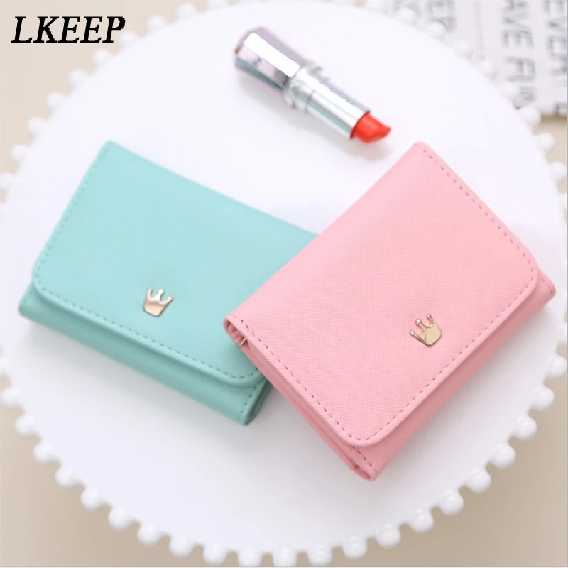 

Wallet Women 2018 Lady Short Women Wallets Crown Decorated Mini Money Purses Small Fold PU Leather Female Coin Purse Card Holder