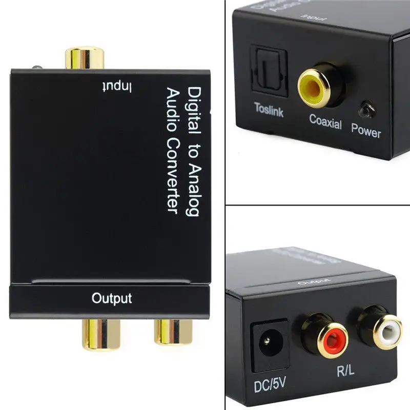 Digital Optical Toslink SPDIF Coax to Analog RCA Audio Converter Adapter with Fiber Cable #8 Digital Optical Toslink SPDIF Coax to Analog RCA Audio Converter Adapter with Fiber Cable #8