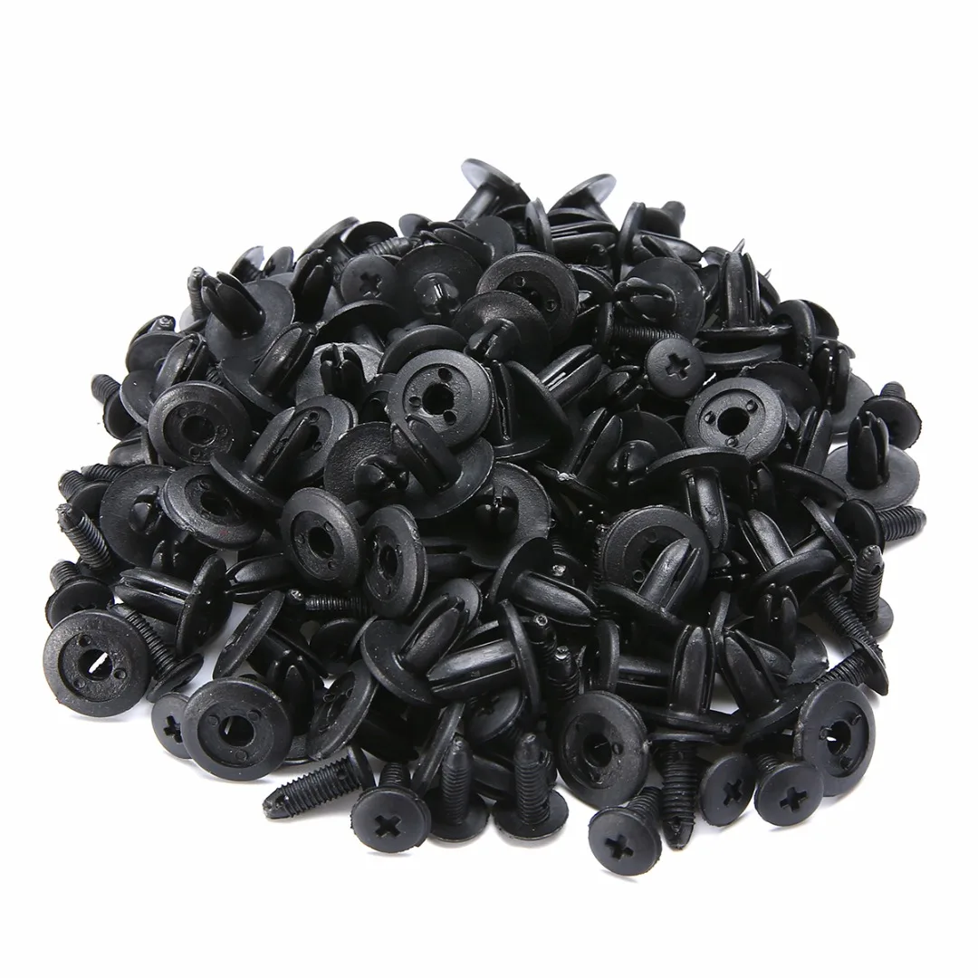 100Pcs/set 6mm Car Plastic Rivets Bumper Fender Retainer Fastener Push Clips Pin for Motorcycle Buses Cars Trains Planes