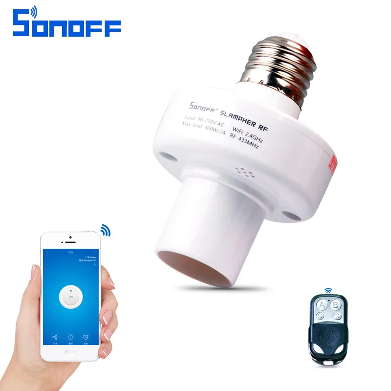

sonoff wifi light switch lampholder RF remote control bulb wireless interruptor wifi for Smart home 220V E27 screw