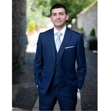 FOLOBE Costume Homme Custom Made Royal Blue Men Slim Fits Suits Tuxedos Grooms Suit Men’s Wedding Suits Formal Party Suits