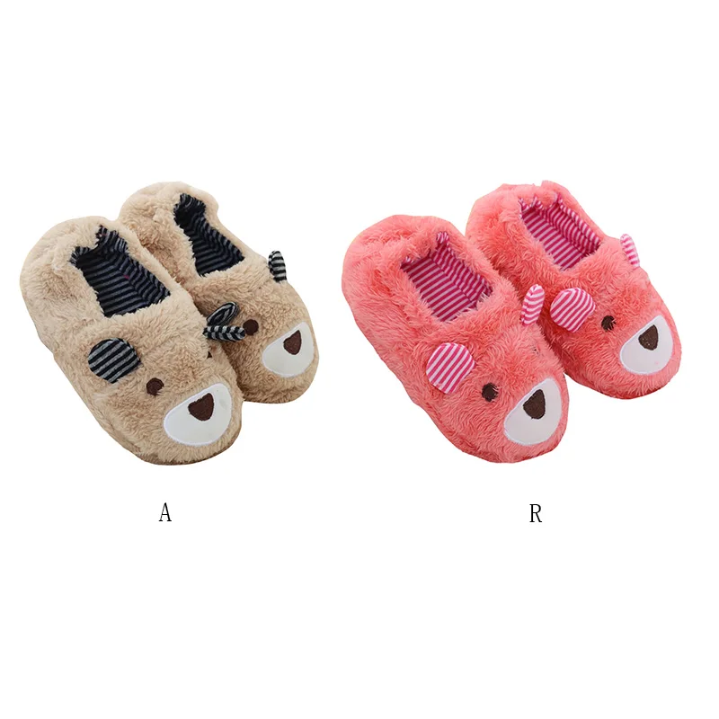 Милые хлопковые тапочки; детская зимняя домашняя обувь; плюшевые теплые хлопковые тапочки с рисунком медведя; От 1 до 5 лет