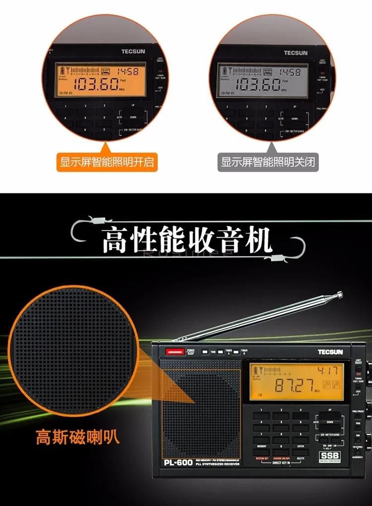 TECSUN PL-600 цифровой тюнинговый Полнодиапазонный FM/MW/SW-SBB/PLL синтезированный стерео радиоприемник PL600rqdio Прямая поставка высокое качество