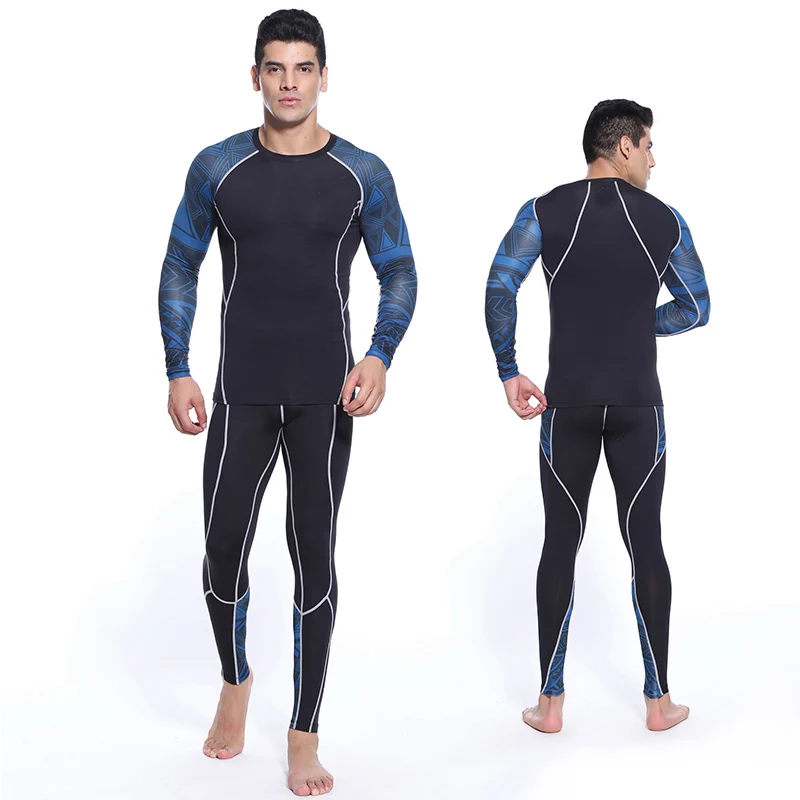 

running shirt man compression underwear for sports clothing 2 piece tracksuit men T-shirt Leggings jogging suits crossfit shir