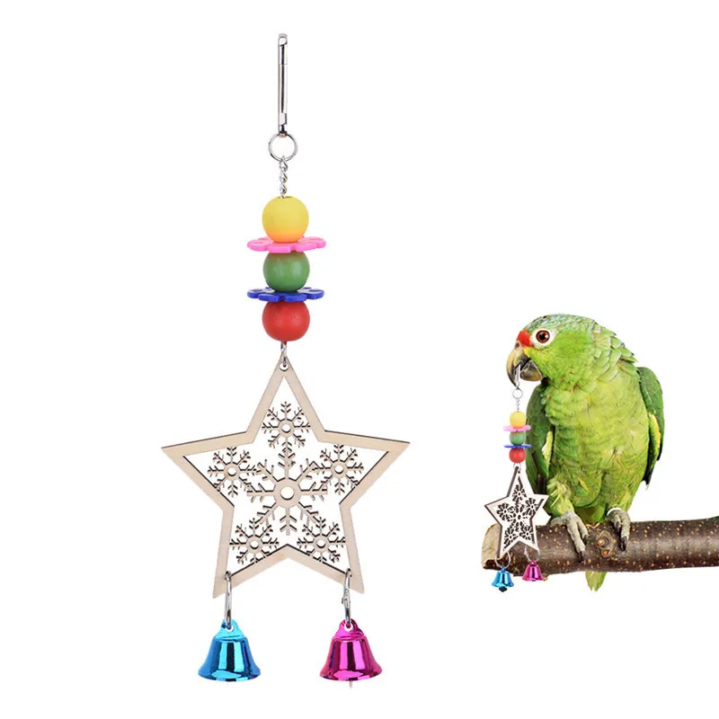 Five Pointed Star Snowflakes Parrot Bells Pet Bird Chew Toys Bird Bite