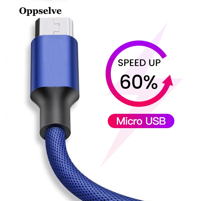 

Oppselve Micro USB Cable 2A Nylon Fast Charge USB Data Cable For Samsung Xiaomi LG Tablet Android Mobile Phone USB Charging Cord