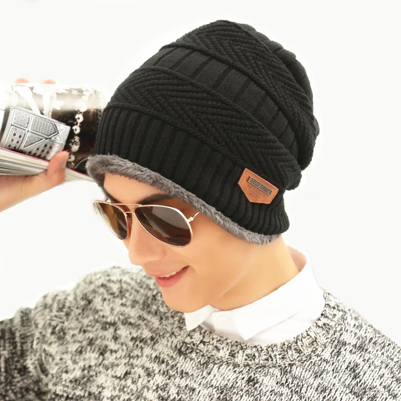 

Adofeeno New Winter Hats for Men Skullies Beanies Hat Knitted Masks Warm Winter Cap for Men Boy Hats Plus Velvet Gorros