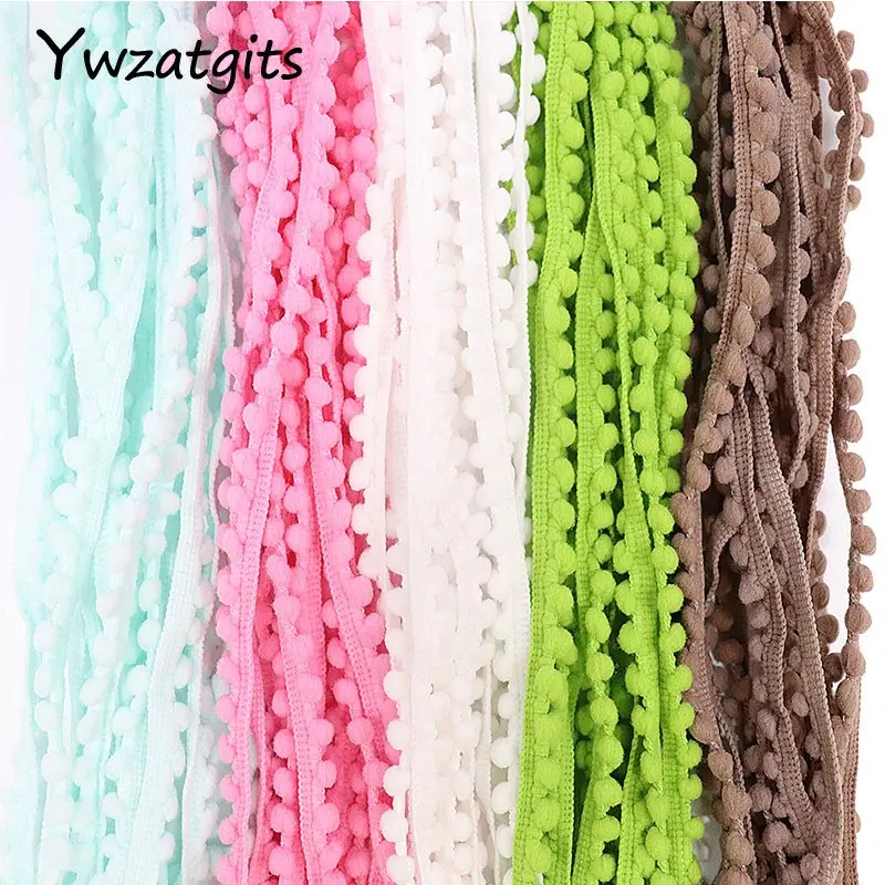 

1yard/lot 10mm Pom Pom Trim Ball Braid Lace Fringe Ribbons Fabric DIY Sewing Handmade Accessories YK0601