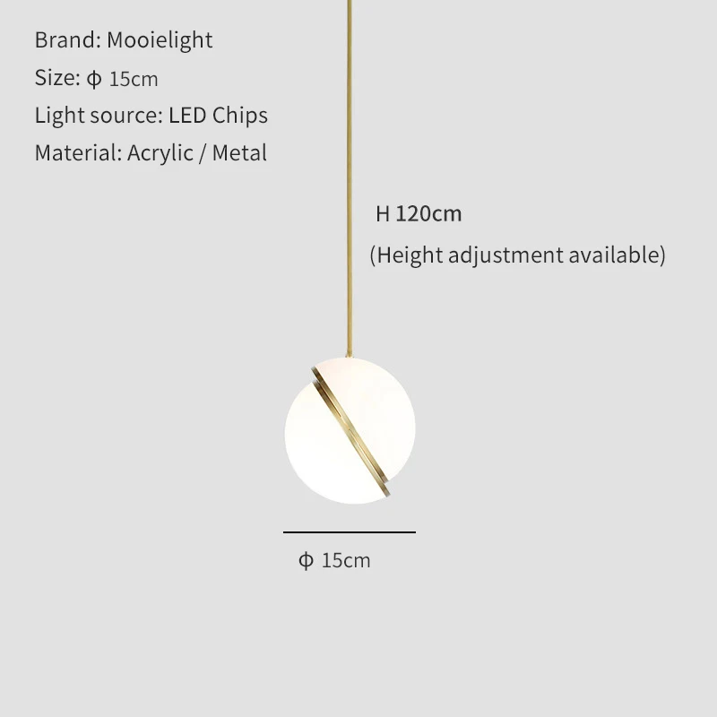 Скандинавский современный шар Лофт светодиодные подвесные светильники лампа прикроватная Подвесная лампа для салона, зала ресторана светодиодная Подвесная Лампа Домашнее творчество - Цвет корпуса: Dia15cm