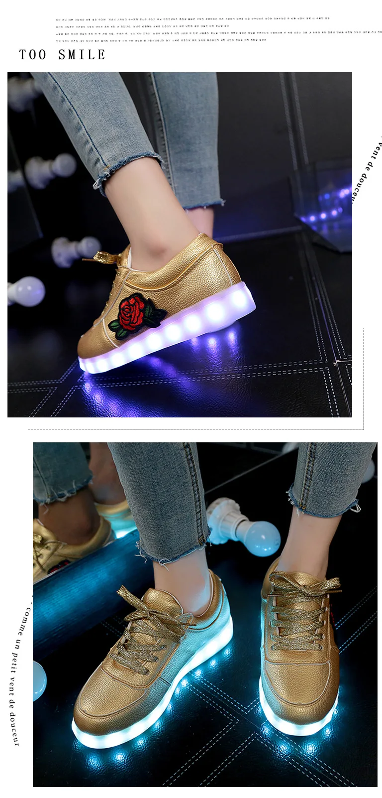 KRIATIV/светящаяся детская обувь; Светящиеся кроссовки для девочек; светящаяся обувь для мальчиков; Светящиеся кроссовки с цветочным принтом; обувь с подсветкой из искусственной кожи