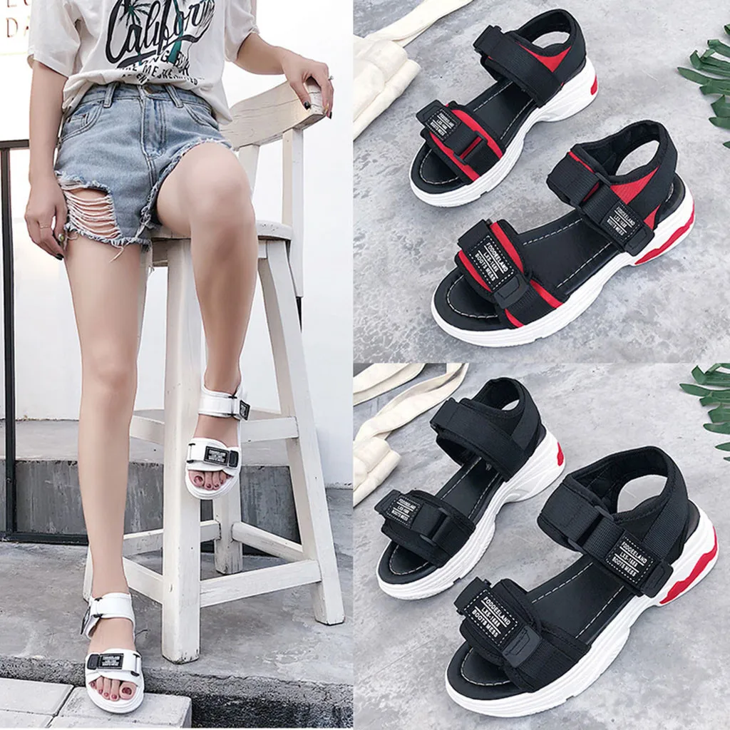 

Sport shoes woman sandals Fashion Casual Summer Thick Platform Med Heel Shoes Gladiator Sandals Women Peep toe Lace up#g2