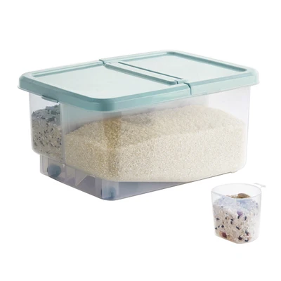 Пластиковая перегородка рисовое ведро против насекомых коробка для хранения риса 12 кг кухня герметичный влагостойкий контейнер для риса с крышкой mx1031130 - Цвет: Небесно-голубой
