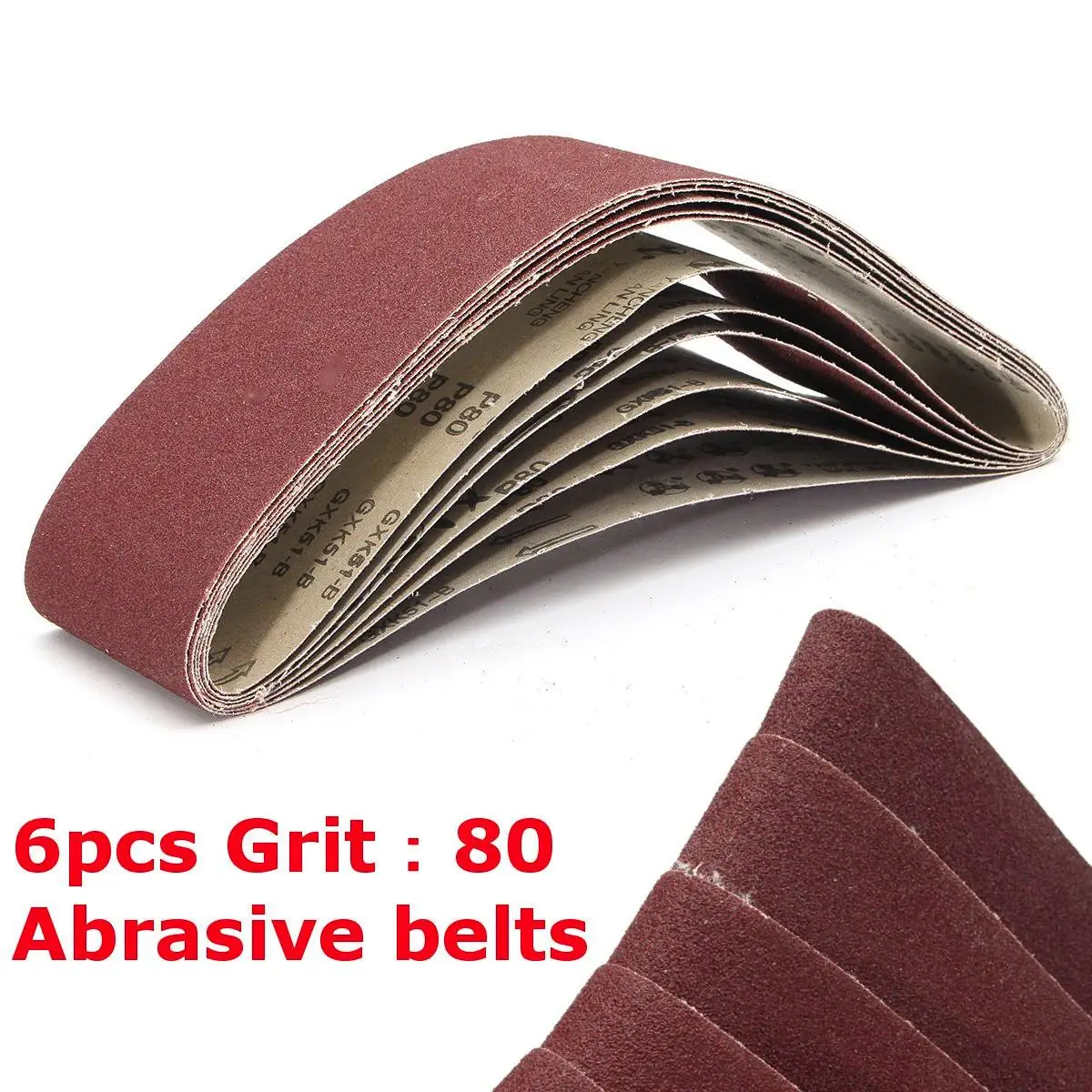 

New 6pcs 100mm Abrasive Belts Grit 80# Polishing Paper Sandpaper for Grinder Polisher Cleaning Tool