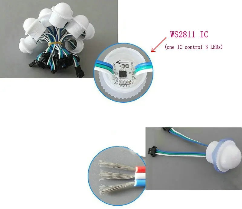 20 шт. WS2811 3LED 26 мм(Диаметр) молочно-полный Цвет Гирлянды светодиодные модуль пикселей свет 5050smd адресный гамма мечта Цвет 12 В светодиодные лампы