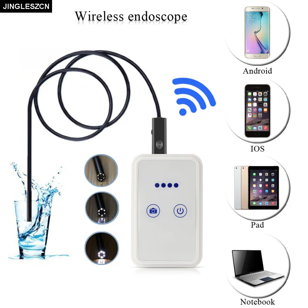 Jingleszcn Wi-Fi эндоскоп Камера 9 мм Диаметр 1/1. 5/2/3.5/5/10/15/20 м Водонепроницаемый IP67