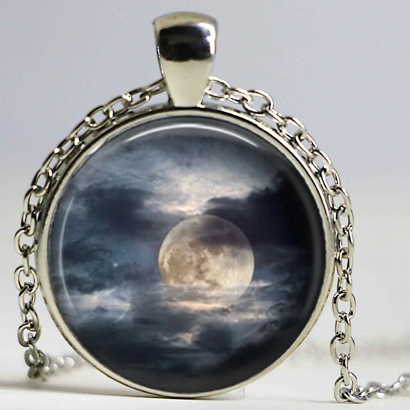 Wholesale necklace glass dome pendant Moon and Tree Necklace galaxy