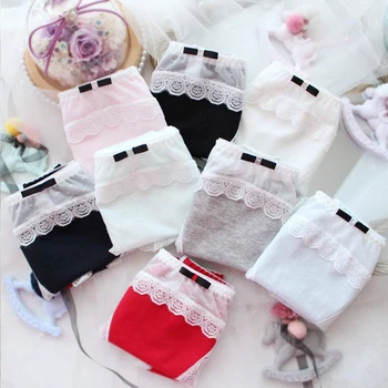 

Women Cotton Panties Large Size Sexy Lace Bow Mesh Kawaii Plus Size Underwear Women's Cotton Brief Cute Panties Vs Pink 7XL