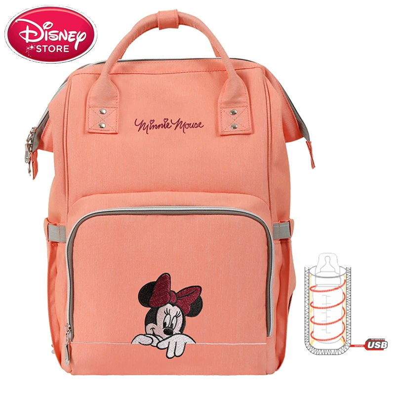 Disney Пеленки сумки для мамы USB бутылка изоляционная Сумка для беременных подгузник тепловой Микки Минни мумия рюкзак сумочка для ухода за ребенком - Цвет: Style 14