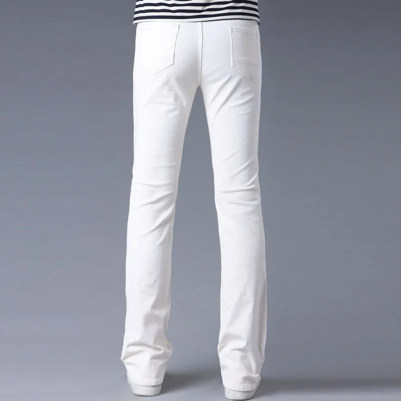Men's Casual Micro Bell-bottomed Corduroy trousers Korean version of the Stretch Slim Wide Leg pants