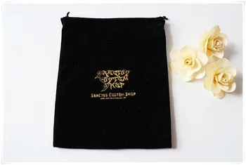 

Customized Logo velvet bag silk-screen drawstring gift bags velvet pouch Free Shipping