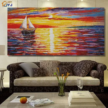 

Vivid Color Sailing Picture JYJ Handmade Modern Oil Painting on Canvas Wall Art Gift for Living Room Decoration No Frame SL064