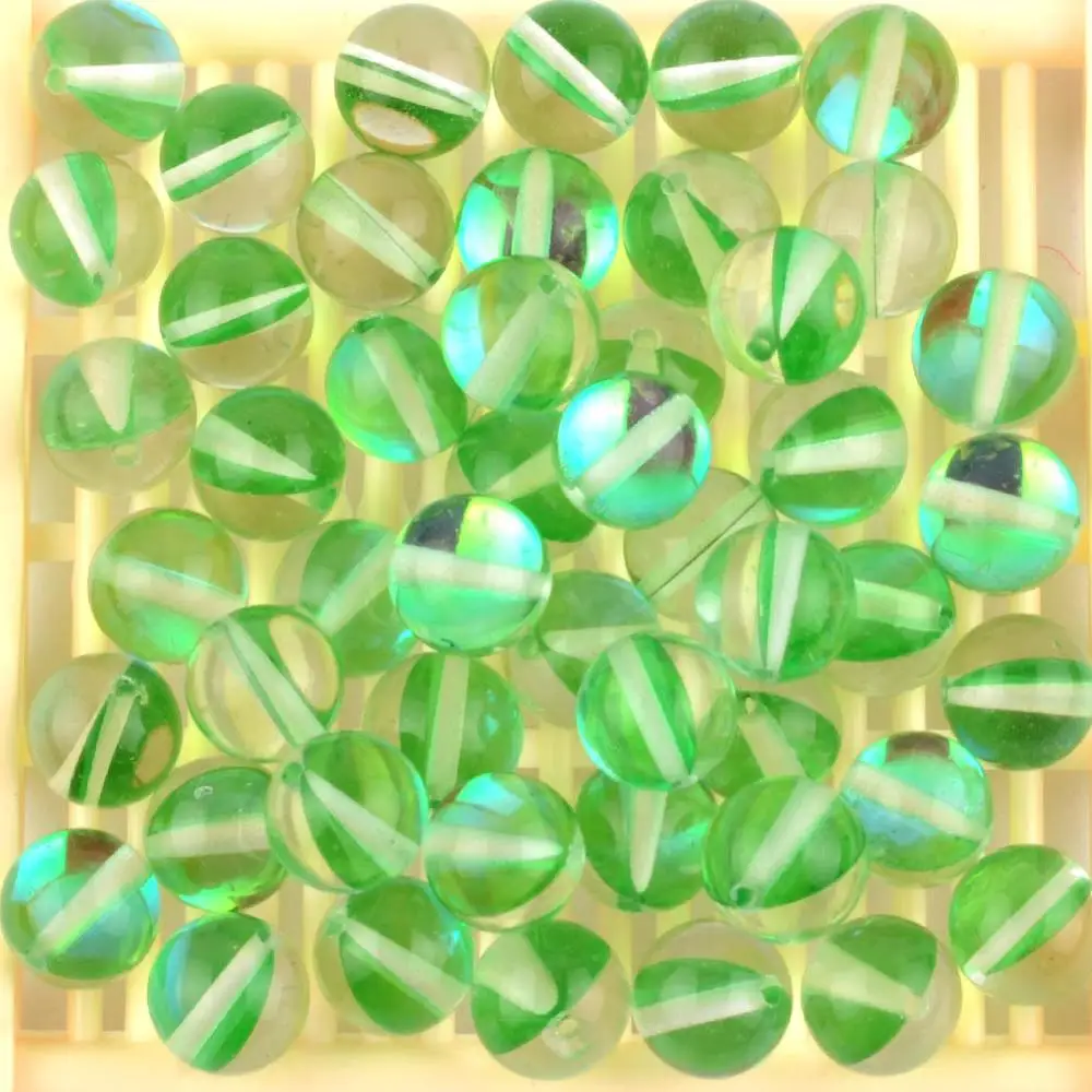 Гладкий матовый ассорти из австрийского кристалла, Круглый бисер для изготовления ювелирных изделий 6 8 10 12 мм блестящие бусины из лунного камня Diy браслет - Цвет: Smooth Green