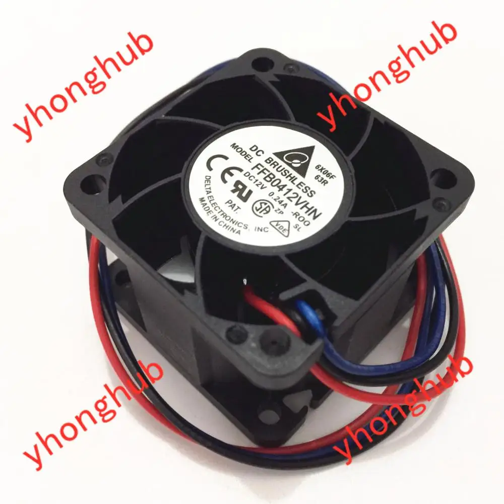 

3-проводной Вентилятор охлаждения сервера Delta Electronics FFB0412VHN R00 DC 12 В 0,24 а 40x40x28 мм