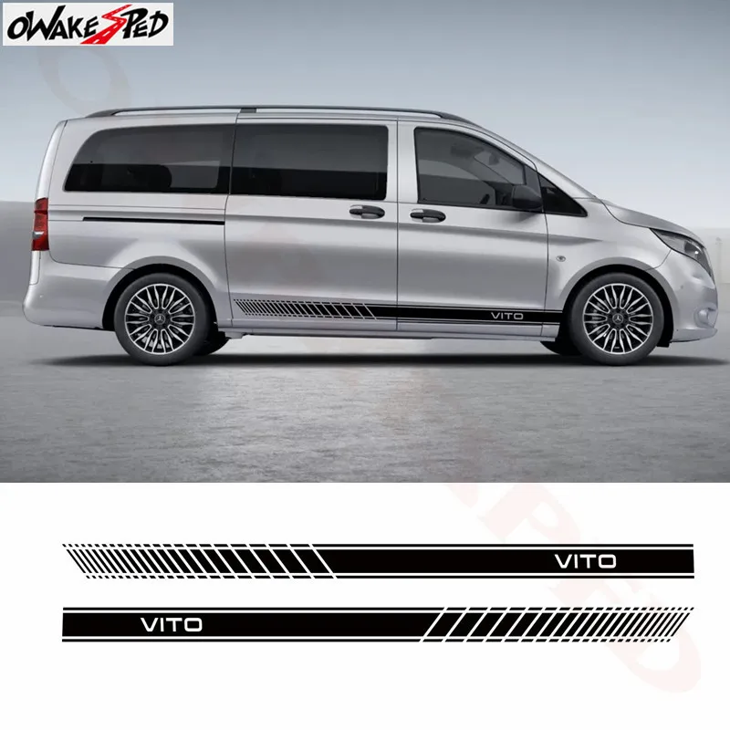 

2 PCS Racing Side Stripes Logos Decals Stickers Vinyl Graphics For Mercedes Vito