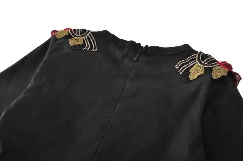 New Fashion Girls Dress Embroidery Big Flower Baby Girls Dresses Black Long Sleeve Fall Girls Clothing Party Girls Outfit  (6)