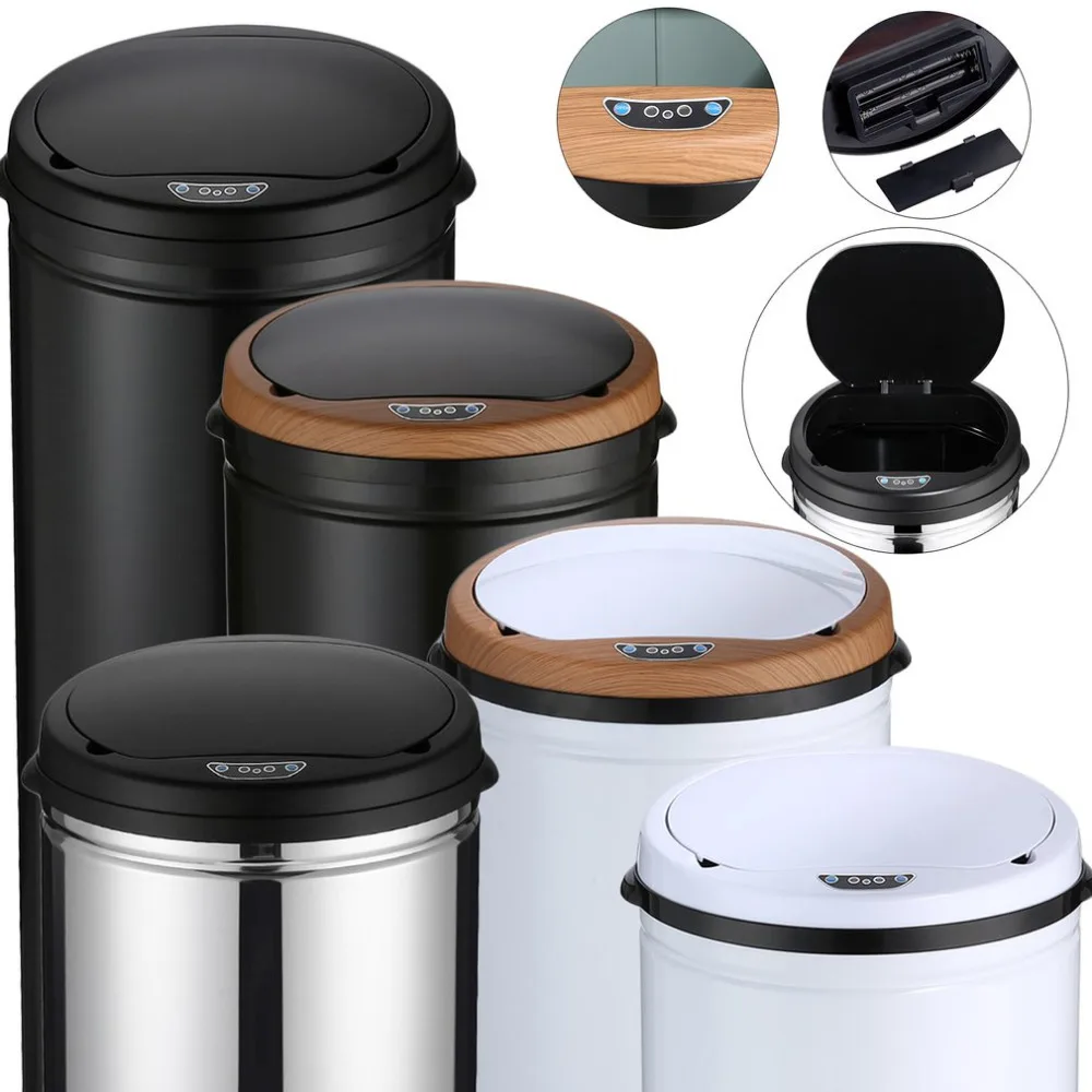 

Newest SD-009-B 50L Inductive Type Trash Can Automatic Sensor Bin Home Bathroom Dustbin Round Color Steel Kitchen Assistant