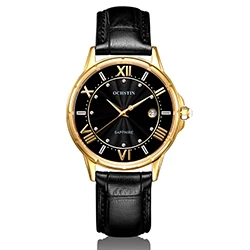 OCHSTIN новые модные женские часы Роскошные бриллиантовые часы с кожаным календарем водонепроницаемые кварцевые часы Relojes Mujer Marca De Lujo часы - Цвет: gold black