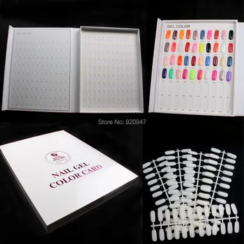

Professional 216 Colors Nail Gel Polish Display Book Chart & 9 Pcs Natural Flatback Chart Nail Art Salon set