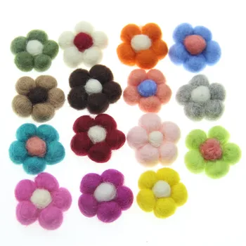 

New Arrival 10PCs Handmade Wool Felt Spring Flowers Button Patch Sticker Craft Girls Ornament Hair Jewelry Accessories Material