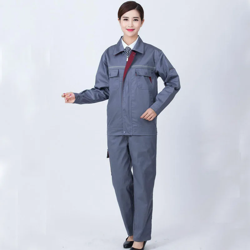 Grey Overalls Рабочая одежда унисекс Униформа с длинным рукавом спецодежда защитная ткань для работника Ремонтника машина Авто Ремонт сварки DYF004 - Цвет: Grey Overalls