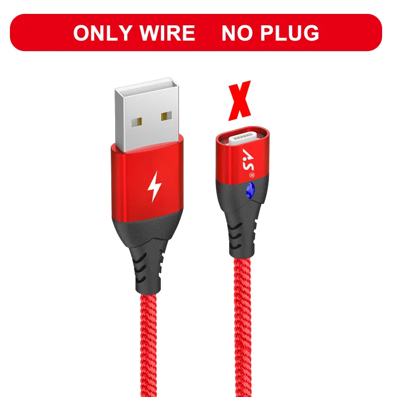 Магнитный плетеный кабель A.S usb type C для Xiao mi 8 mi 8 SE mi 5 mi 6 3A type C кабель зарядного устройства для huawei samsung S8 S9 Кабо 1 м/2 м - Цвет: Red Cable No Plug