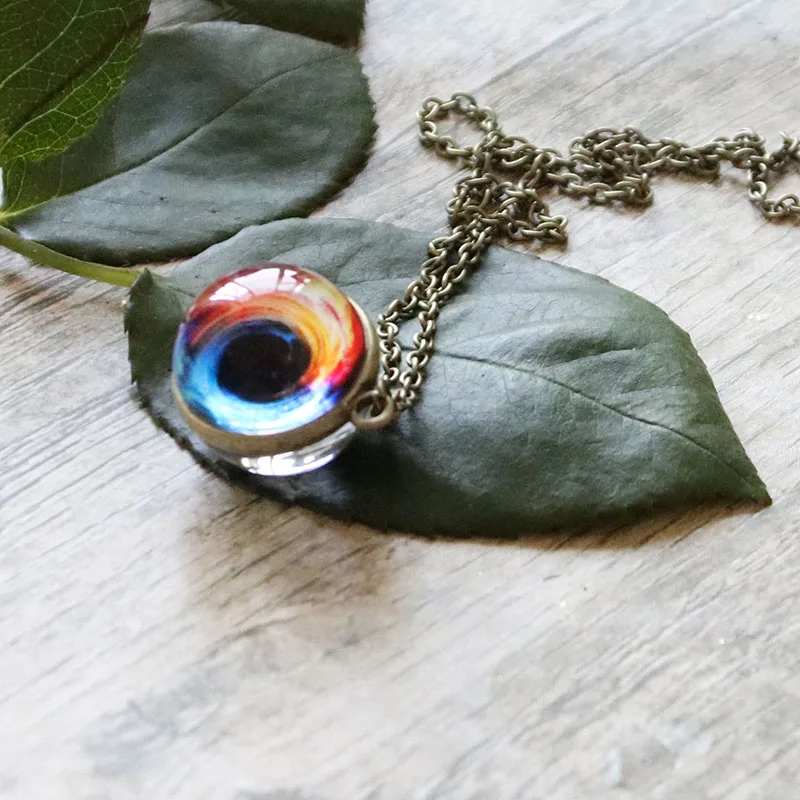 

Vintage Solar System Galaxy Planet Universe Necklace for Women Men Double Sided Glass Ball Pendant Necklace 2019 Fashion Jewelry