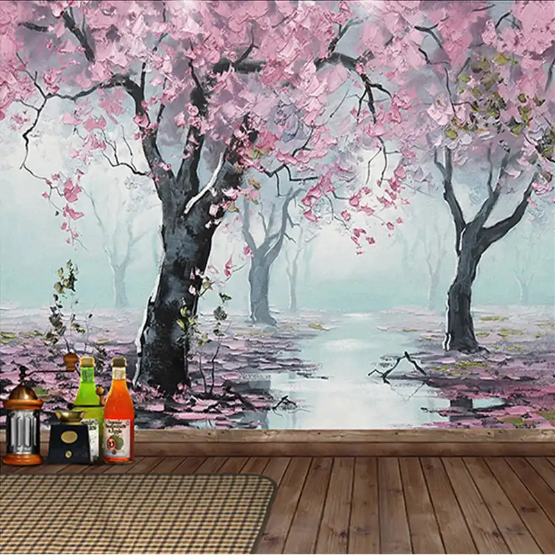Custom Mural Wallpaper 3d Embossed Flowers Oil Painting Wall Paper For Living Room Bedroom Home Decor Wall Covering 3 D Frescoes