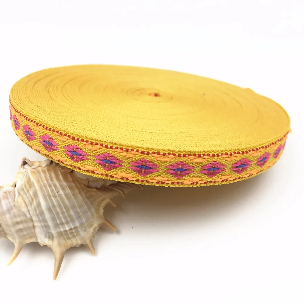 

10Yards 12mm 1/2'' Gift Wrapping Flowers Embroidery Ribbon Wedding Party Decro Hat Clothing Accessory Woven Jacquard Ribbon