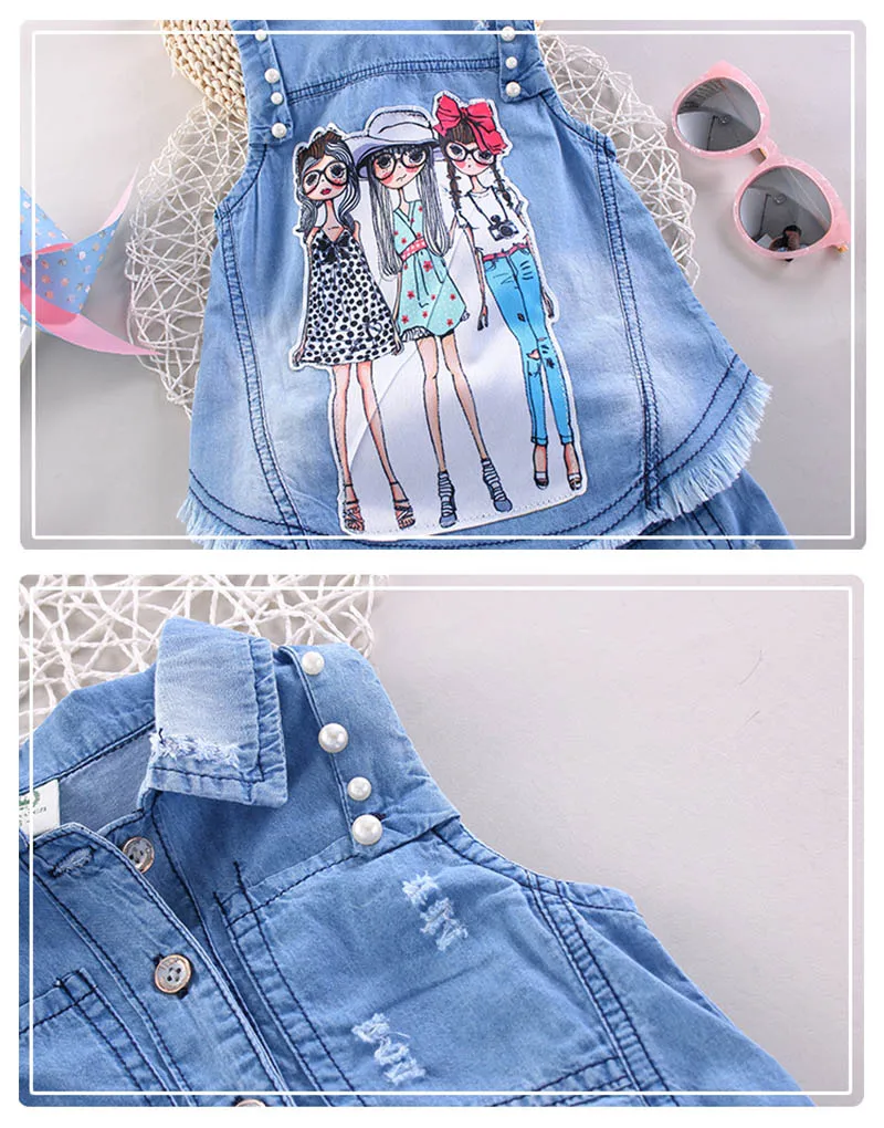 spring girls clothign sets cowboy two-piece suit for girls (1)