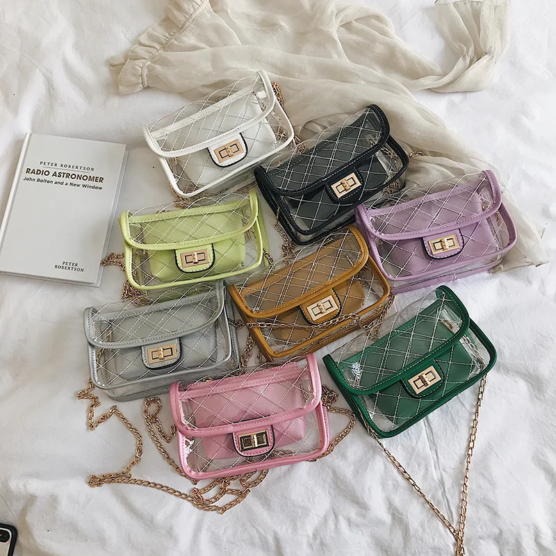 

New Ladies Crossbody PU Leather Small Square Bag Cross Section Square Composite Bag Fashion Transparent All Match Shoulder Bag