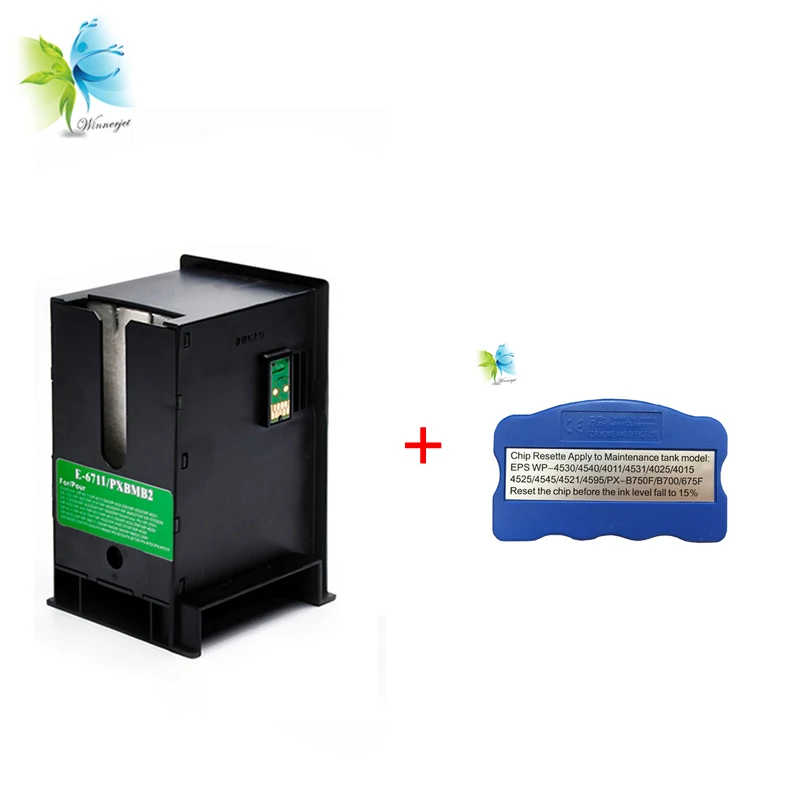 

WINNERJET 1pc T6711 Maintenance Tank + 1pc T6711 Maintenance Tank Chip Resetter For Epson WF-7610 WF-7620 Printer