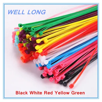 

500pcs/lot 3*150mm Black White Red Yellow Green Self-Locking Nylon Wire Cable Zip Ties, Cable Ties Series color Kit.