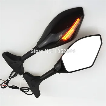 

Black LED Turn Signal Lights Indicators Rear View Side Mirrors For Racing Motorcycle Amber