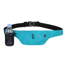 High Quality Running Belt Fanny Pack Bum Bag with Water Bottle Holder and Earphone Outlet Black Zipper Phone Bag Waist Bag black sequins embellished bum bag with waist belt