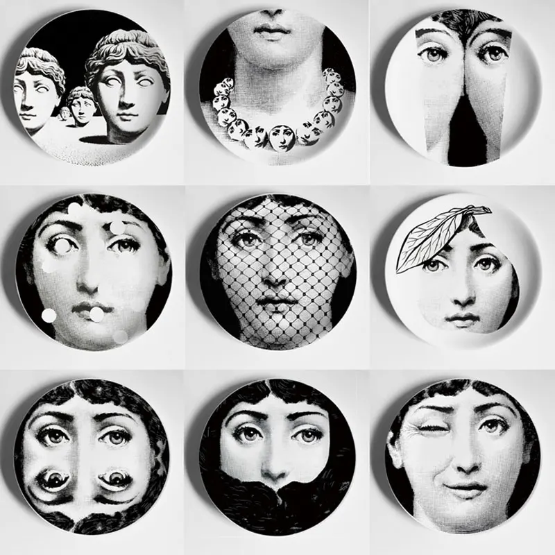 

Fornasetti Plates Ceramic Holder Decoration Porcelain Decorative Wall Plate Hanging Ornaments Living Room Table Decor Handmade