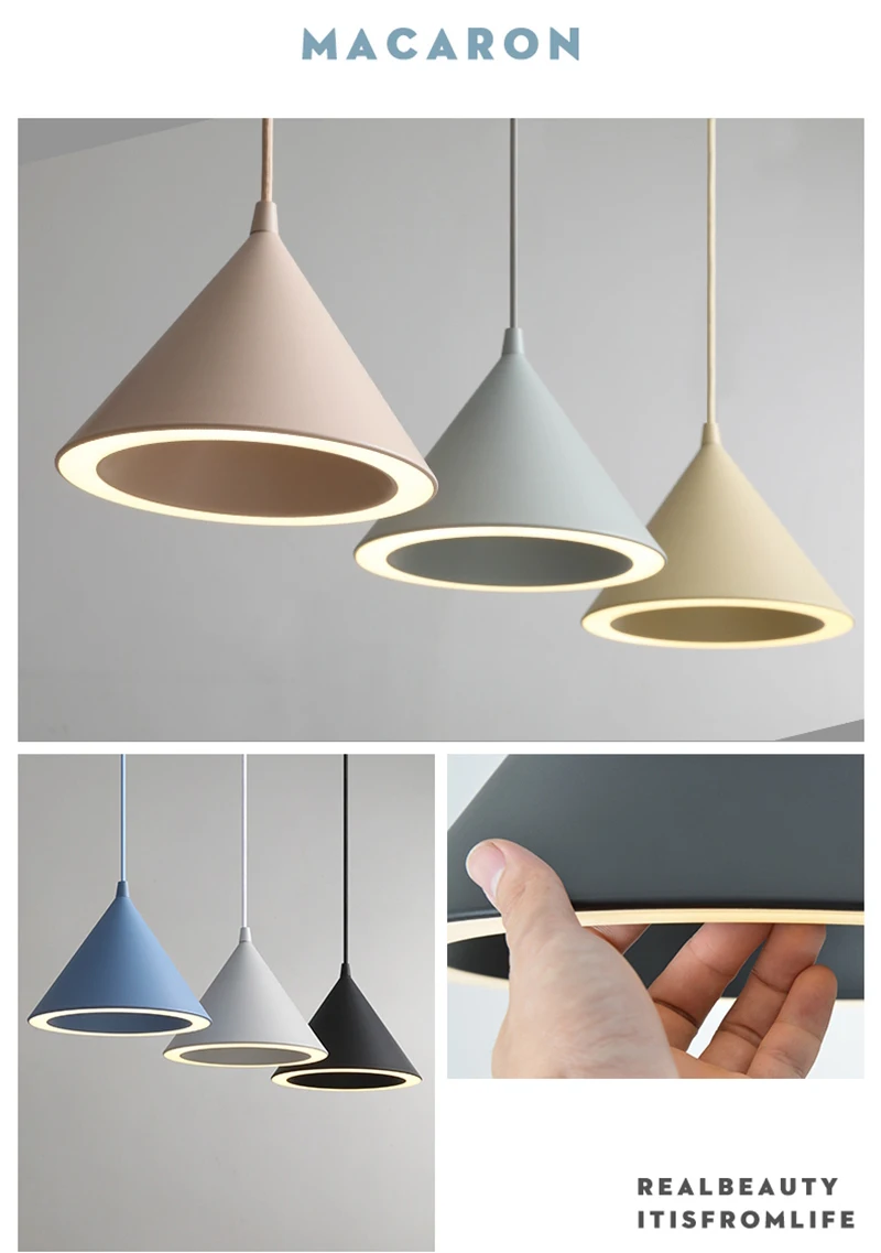 Nordic Simple Modern LED Pendant Lights Makaron Hanging Light Minimalism Dining Room Lights Fixtures Kitchen Lighting Pendants (5)